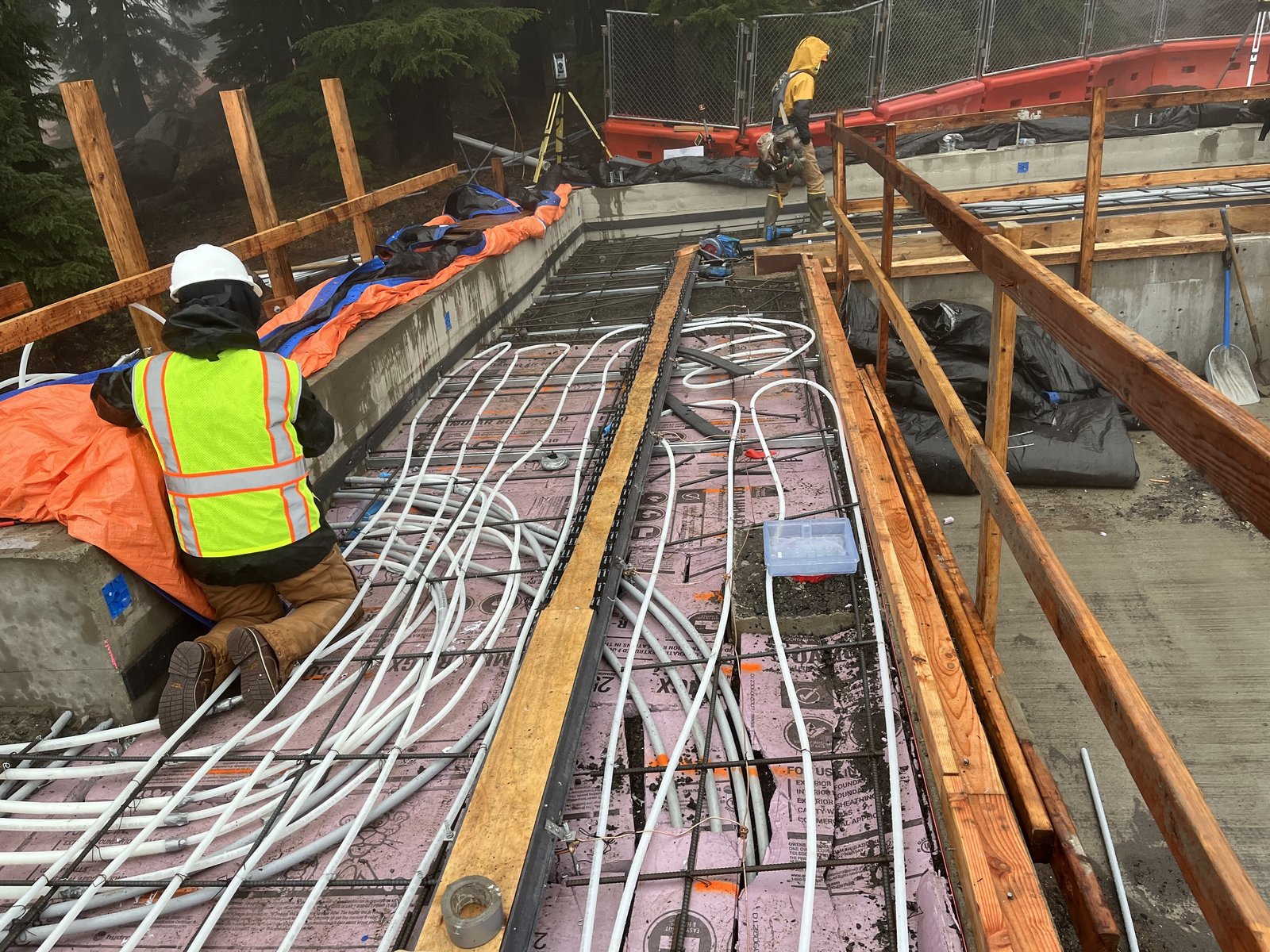 Radiant floor installation in progress